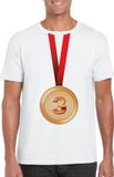 Bellatio Decorations Bronzen medaille kampioen shirt wit heren - Winnaar shirt Nr 3 XXL
