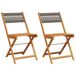 Chaises pliantes en acacia, lot de 2, gris, acacia massif et corde