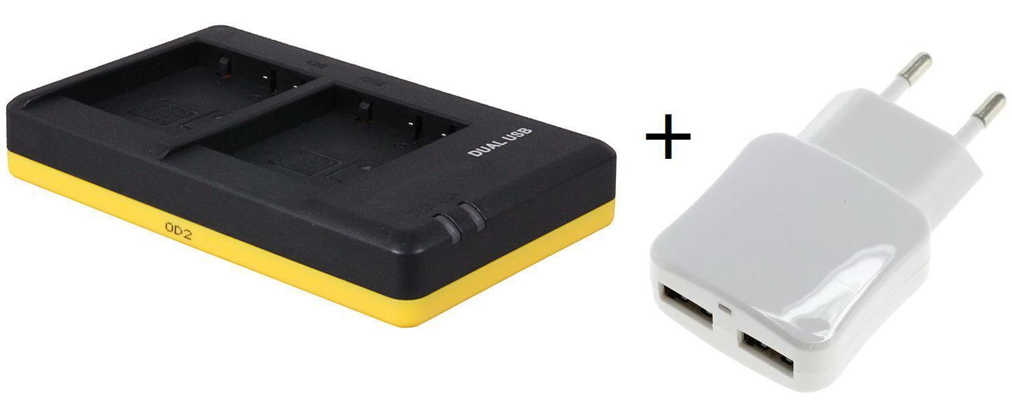 - (compatible) Duo lader voor 2 camera accu's Panasonic DMWBLG10 + handige 2 poorts USB 230V adapter
