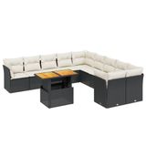 vidaXL Loungeset met Kussens, Poly Rattan, Zwart