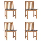 VidaXL Tuinstoelen 4 stuks met kussens massief teakhout