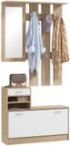 HOMCOM - Opbergset voor de hal - Spaanplaat - 90x10x91 cm - Natuurlijk hout, wit