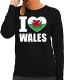 Bellatio Decorations Shoppartners Bv I love Wales supporter sweater / trui voor dames - zwart - Wales landen truien - Wales / Welsh fan kleding dames XL