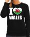 Bellatio Decorations Shoppartners Bv I love Wales supporter sweater / trui voor dames - zwart - Wales landen truien - Wales / Welsh fan kleding dames XL