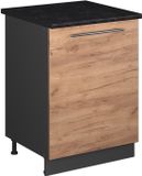Vicco Wastafelkast Fame-Line, Goudkleurig Eiken/Antraciet, 60 cm