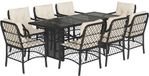 vidaXL 9-delige Dining Loungeset polyrattan zwart en crème