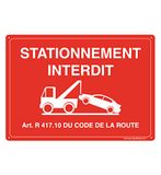 AUA SIGNALETIQUE - Bord met afgeronde hoeken - parkeerplaats verboden, artikel R 417.10 - rood - 300 x 210 mm, aluminium Dibond 3 mm