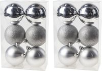 Cosy&Trendy Billiet - Vanlaere 12x Zilveren kunststof kerstballen 8 cm