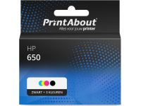 PrintAbout Inktcartridge 650 (CZ101/02AE) Zwart + 3 kleuren Multipack geschikt voor HP
