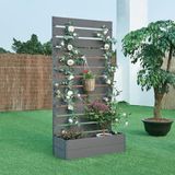 [en.casa] Plantenbak met tuinscherm Heerde HKC 180x90x38 cm grijs