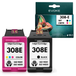 Evoke Evomore Hp 308E 2X: Noir+Tri-Couleur Cmy Cyan Magenta Jaune 36 ml Envy 6100 6110E 6120E 6122E 6130E 6132E; Envy 6500 6520E 6530E 6532E