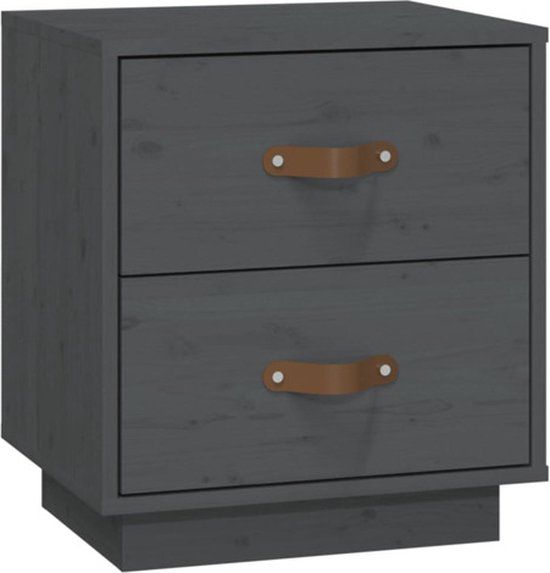 vidaXL Nachtkastje 40x34x45 cm massief grenenhout grijs