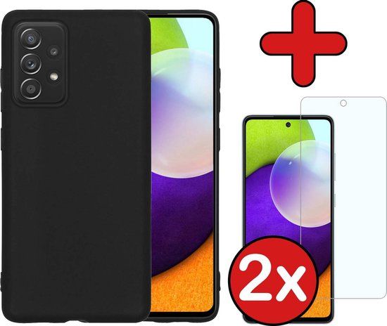 BTH Case for Samsung Galaxy A52 / A52 5G - Silicone - Black - with Screen Protector