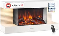 KAMINIO Elektrische haard LIZ - Elektrische wandhaard met verwarming, 3D-vlameffect, LED-sfeerverlichting, afstandsbediening - Wit