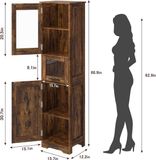 Merkloos Badkamer Opbergkast - Glazen Deur - Verstelbare Planken - Vrijstaand - 170cm