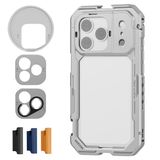 NEEWER Telefoonkooi compatibel met iPhone 17 Pro, Quick Release Video Rig Stabilizer Accessoires met 67 mm filterring, 17 mm lens backplate, T-Mount adapter, 4x Camera Control Cap, PA143 (zilver)