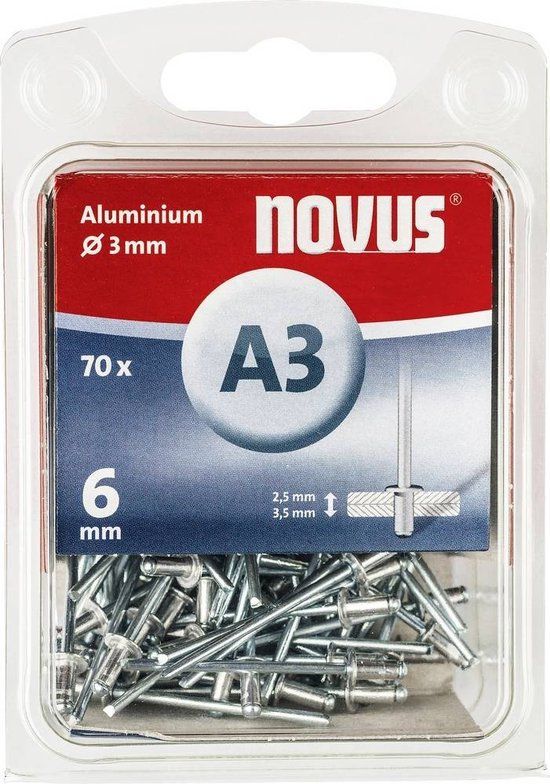 Novus Blindklinknagel A3 X 6mm, Aluminium, 70 stuks - 045-0028
