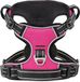 Hondenharnas, Harnais anti-traction pour chien, harnais de poitrine pour chiens de taille moyenne, doux, respirant, réglable, réfléchissant, anti-traction avec poignée rembourrée, rose, XL