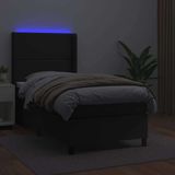 Maison Exclusive - Boxspringbed met matras en LED-verlichting, zwart, 90x190 cm, kunstleer