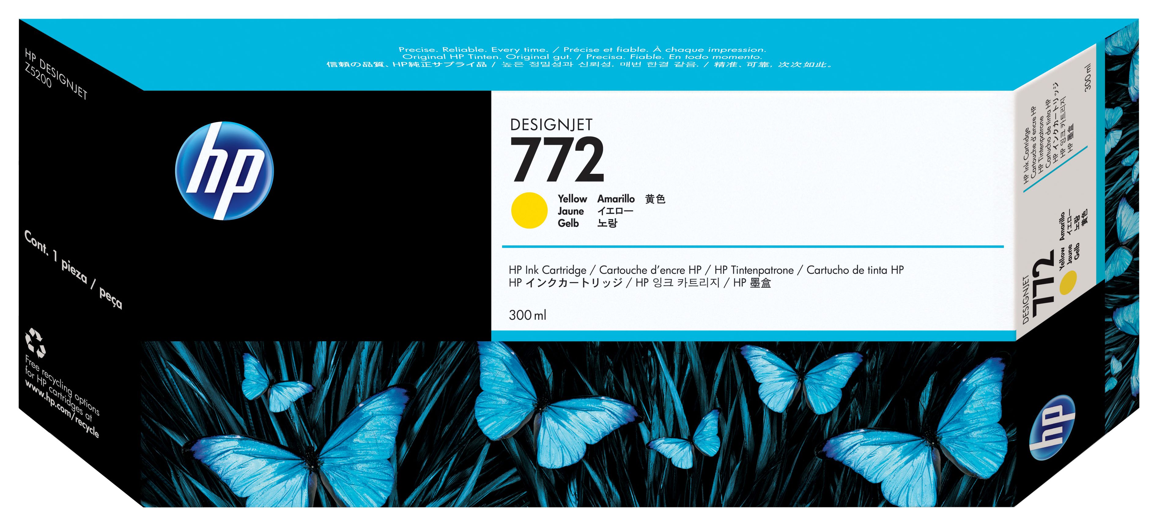 HP 772 Yellow DesignJet Ink Cartridge - 300 ml - Original