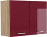 Vicco Glazen keukenkast R-Line, Rode hoogglans/Goudkleurig Eiken, 80 cm