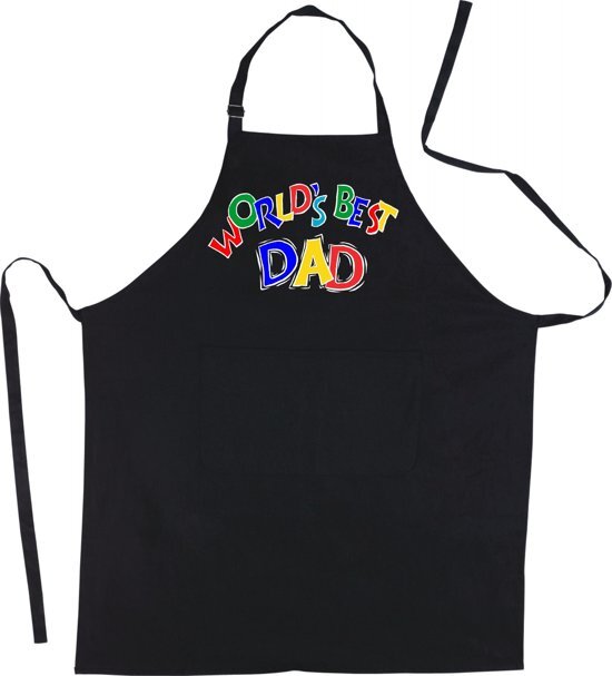 mijncadeautje - Schort - World s Best Dad - mooie en exclusieve keuken- of barbecueschort - 90% polyester en 10% katoen - zwart