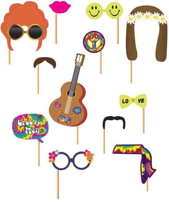 Generik Hippie photobooth set - Feestdecoratievoorwerp