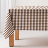 GAMUSI - Vlekbestendig Tafelkleed Katoen Polyester Vichy Ruit - 140 x 240 cm - Taupe
