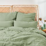 Blumtal Mousseline Dekbedovertrek 155 x 220 cm - OEKO-TEX gecertificeerd Dekbedovertrek - Mousseline Katoen - Beddengoed 155 x 220 + Kussensloop 40 x 80 - Zomer Dekbedovertrek - Groen