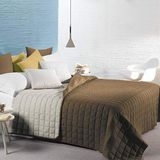 Caleffi - Moderne gewatteerde bedhoes, 100% polyester, effen kleur, mokka