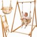 Tiny Thinkers Babyschommel en bois - Avec fauteuil à bascule - Pliable - Brun/Blanc
