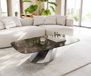 DELIFE Parabi Table basse Edge bateau 140x80 cm céramique Emperador Extra Lucidato brun foncé Parabi acier inoxydable brossé