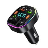 GlasFlength Bluetooth auto FM-zender, auto-radio-adapter met handsfree set PD 20 W & Type-C QC 3.0 Bass & HiFi Stereo Snel Opladen met Blauw Omgevingslicht