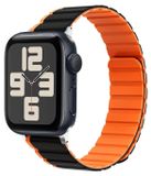Wigento Apple Watch Polstermband SE 2023, 44mm, tweekleurig, magnetisch, siliconen, oranje