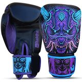BUDDHA FIGHT WEAR - Fantasy Luzbel bokshandschoenen - Muay Thai - Kickboksen - Hoogwaardig synthetisch leer - Geurbestendige binnenstof - Versterkte naden - Blauwe kleuren - Maat 12 Oz