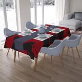 Bonamaison Tafelkleed, Anti-Mold, Sneldrogend, Waterdicht, 100% Polyester Tafellaken, rood Zwart, 140 x 200 Cm