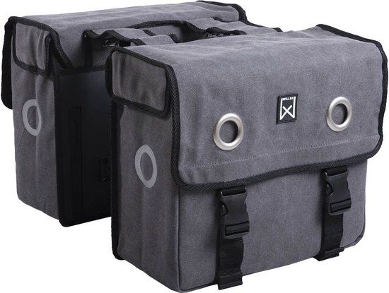Willex Dubbele Canvas Fietstas - 30 Liter - Grijs