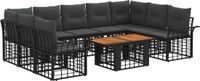 vidaXL Tuinbank Set 10-delig Zwart en Donkergrijs Polyrattan