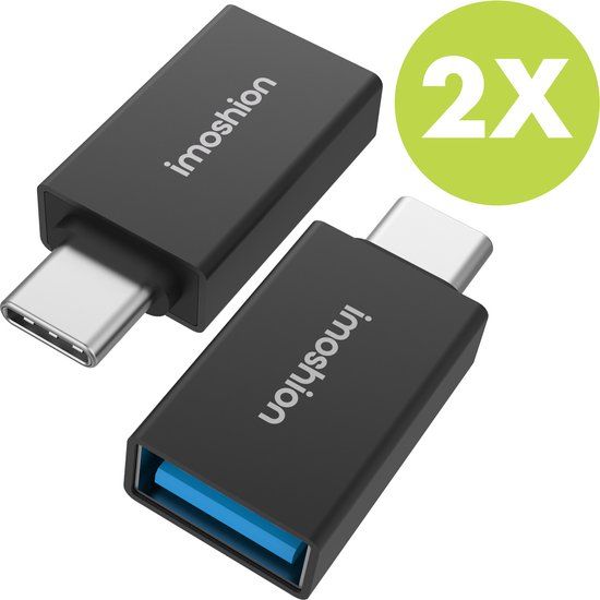 iMoshion Adapter - 2-pack USB C naar USB A - 0.10 m - Zwart