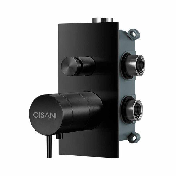 Qisani Flow thermostatische 2-wegs inbouwkraan mat Zwart 25610.03