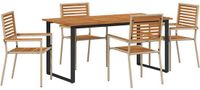 vidaXL Eettafel Set Beige Massief Acacia Hout