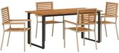 vidaXL Eettafel Set Beige Massief Acacia Hout