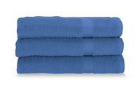 Vork Gabel Set van 3 gezichtshanddoeken, badstof van puur katoen, hydrofiel, 60 x 100 cm, elektrisch blauw