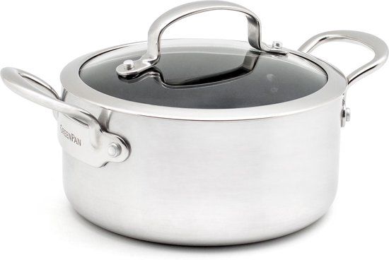 GreenPan Barcelona Evershine Sauteerpan - 20cm - 3.1L - Zilver - Inductie - PFAS-vrij