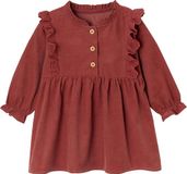 Vertbaudet Robe en velours à volants avec broderie anglaise pour bébé