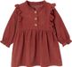 Vertbaudet Robe en velours à volants avec broderie anglaise pour bébé