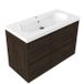 Saniclass Holz Pure Badkamermeubelset - 100x45x63.5cm - Palermo keramische wastafel wit - 1 wasbak - 1 kraangat - 2 lades - mat eiken charcoal (hout) SW1420788/SW24915