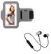 Sportset Wiko Sportset voor Wiko View 3 Lite Smartphone (Bluetooth-koptelefoon + manchetten) lopen T6 (zilver)