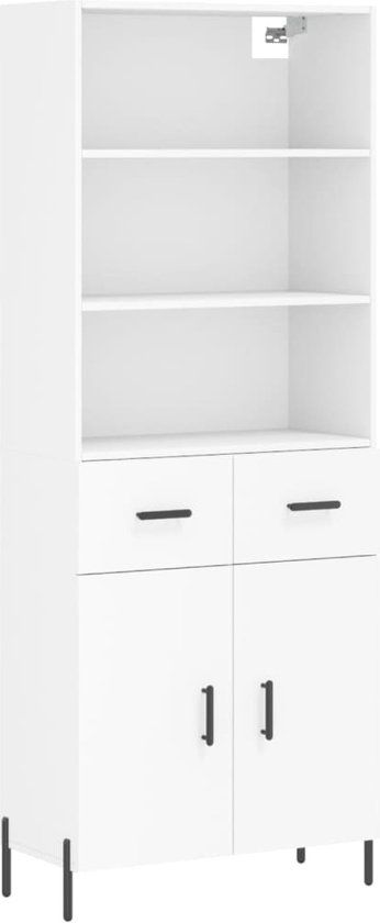 vidaXL Hoge kast bewerkt hout wit
