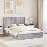 vidaXL Bedframe met opbergruimte en hoofdbord Grijs Sonoma